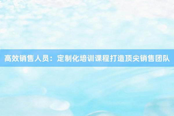 高效销售人员：定制化培训课程打造顶尖销售团队